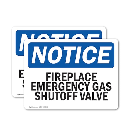 Signmission Fireplace Emergency Gas Shutoff Valve, 10 in W x Rectangle, Vinyl Decal OS-2PACK-NS-D-710-L-12717